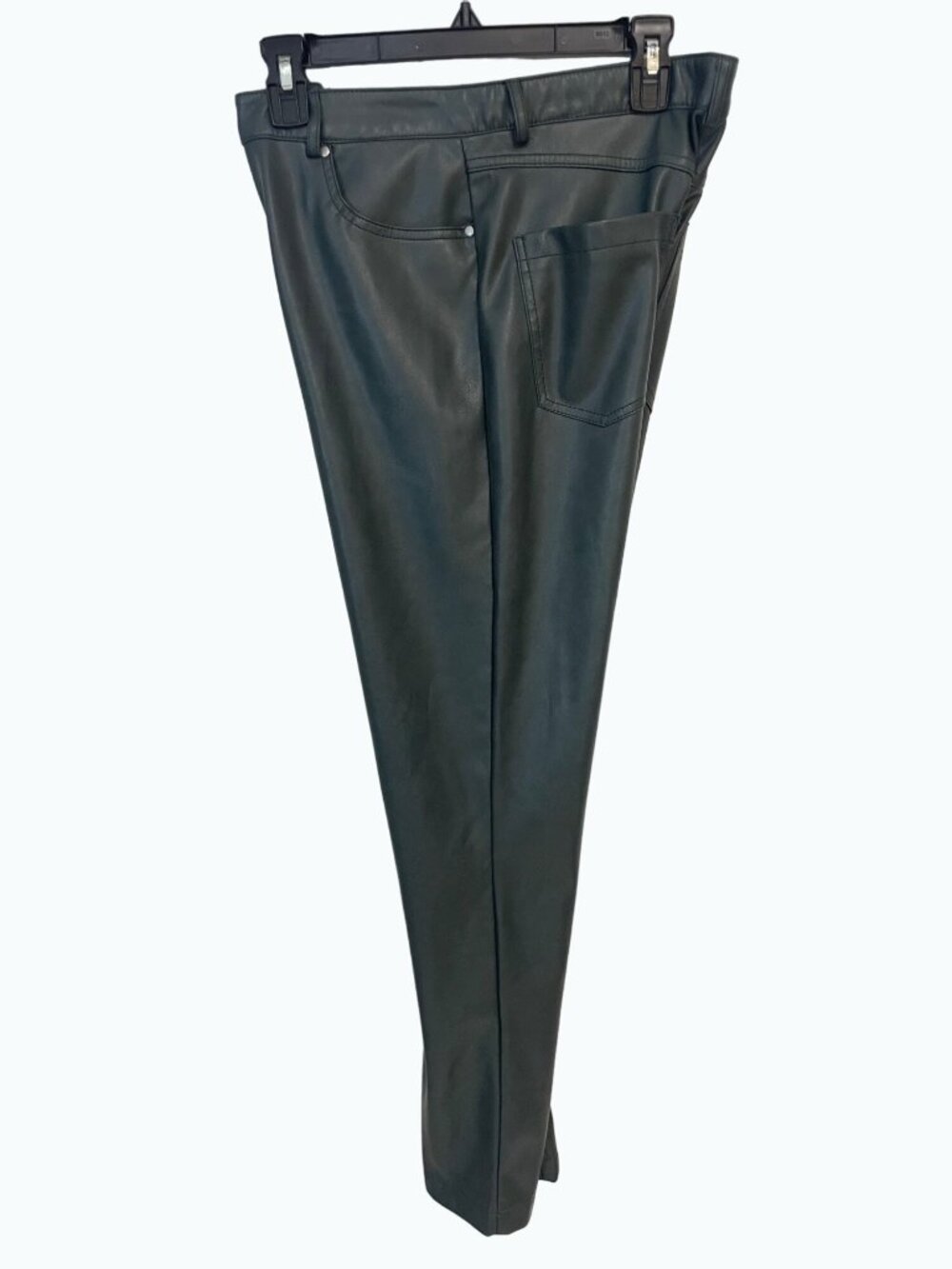 7 For All Mankind Faux Leather Easy Slim Straight Pants Green Medium Fits Small